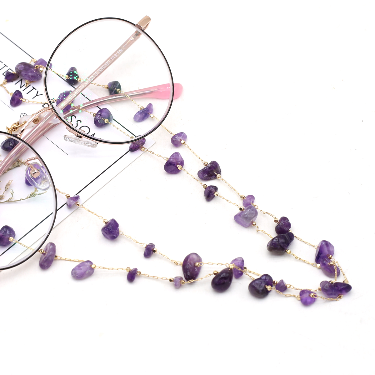 Men Accessories All - Natürliche Amethyst Stein Perlen Trendy Brillen