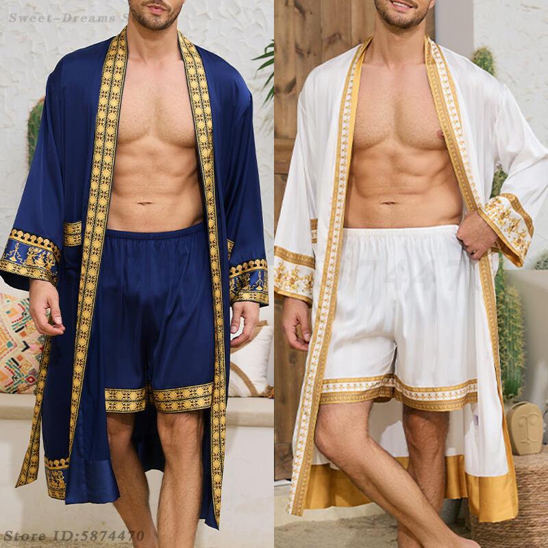 Men'S Kimono Accessories - Männer Lange Robe Pyjamas Set Barock